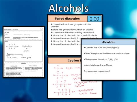 Alcohols Lesson Gcse Chemistry Unit 7 Teaching Resources