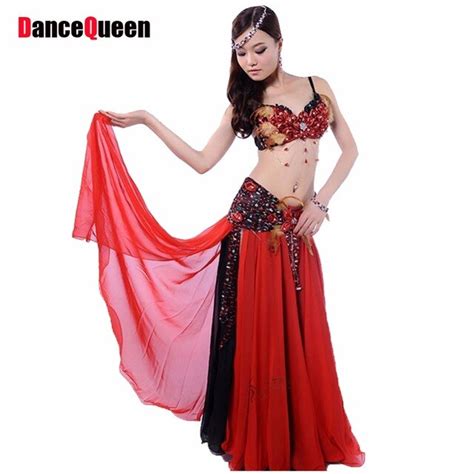 Belly Dance Costume Two Pieces Braandwaistandskirt Sealing Indian Dress Red