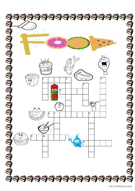 Food Crossword Puzzle English Esl Worksheets Pdf And Doc