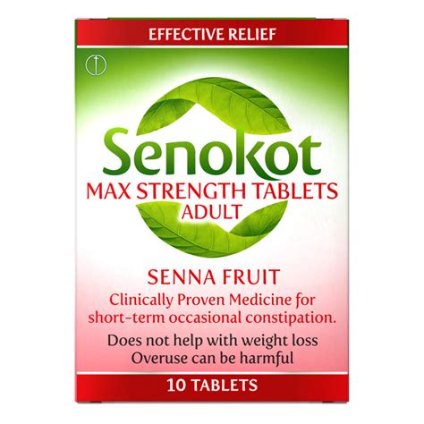Buy Senokot Max Strength Tablets 18 Years Plus 10 Tablets