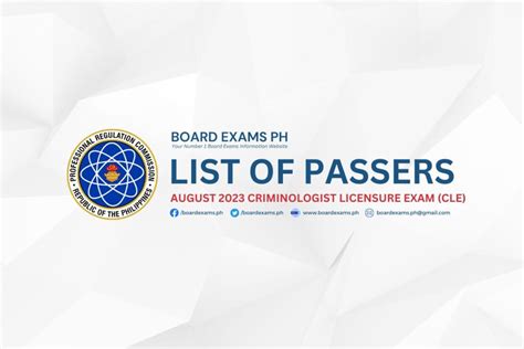 CLE RESULTS August Criminology Licensure Exam List Of Passers Board Exams PH
