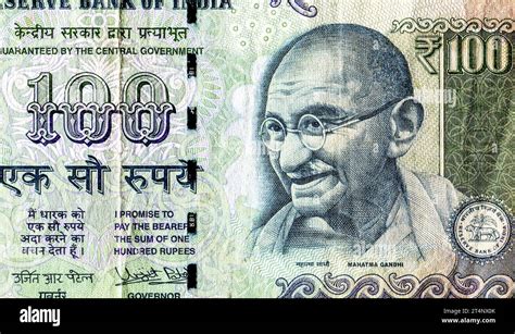 Mahatma Gandhi Portrait On Indian 100 Rupee Banknote Indian Nationai