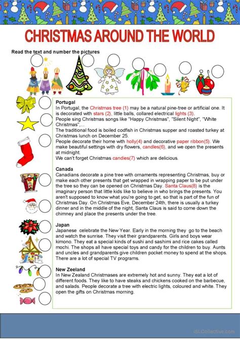 Christmas Around The World Reading F English Esl Worksheets Pdf And Doc