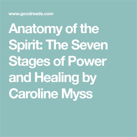 Anatomy Of The Spirit The Seven Stages Of Power And Healing By