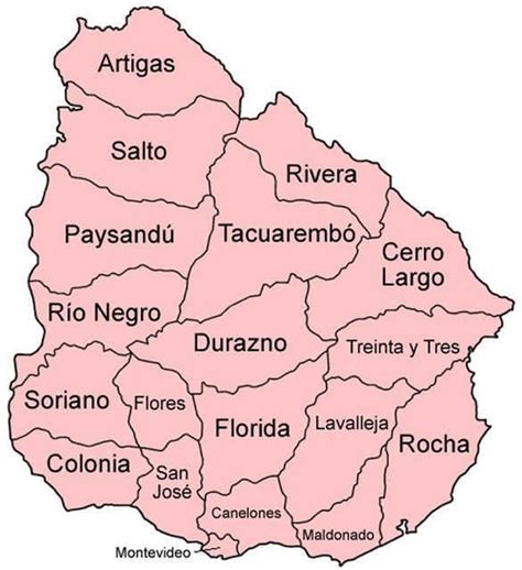 Mapa De Uruguay Con Nombres Departamentos Y Capitales Para Descargar