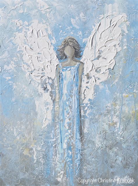 Custom Original Abstract Angel Painting Guardian Angels Art Room Decor
