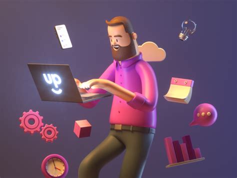 Working 3d Illustration Motion Design Animation 3d Characters