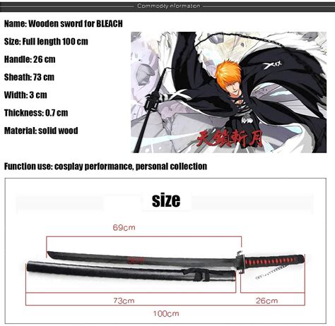 Buy Kaxo Kurosaki Ichigo Blade Cos Wooden Sword Bleach Prop Model For