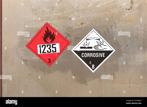 Dangerous Goods Labels For Flammable Liquids And Corrosive Substances
