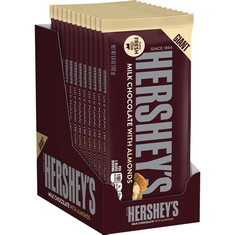 Hersheys Milk Chocolate With Almonds Giant Bar 68 Oz Pack Of 12