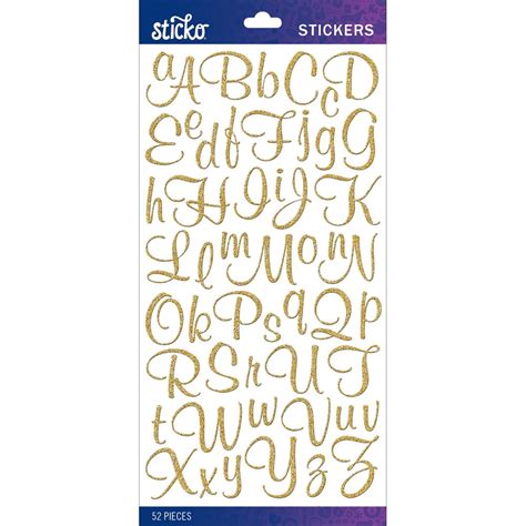 Sticko Alphabet Stickers Gold Glitter Script Small