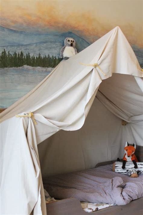 Kids bed canopy children tents mosquito net curtain kids room decoration party. Remodelaholic | Camping Tent Bed in a Kid's Woodland Bedroom