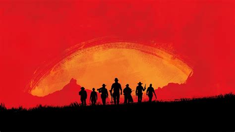 Silhouette Of People During Sunset Illustration Red Dead 3 Rockstar