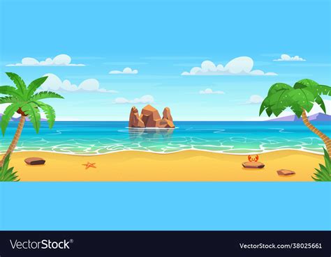 Cartoon Summer Beach Royalty Free Vector Image