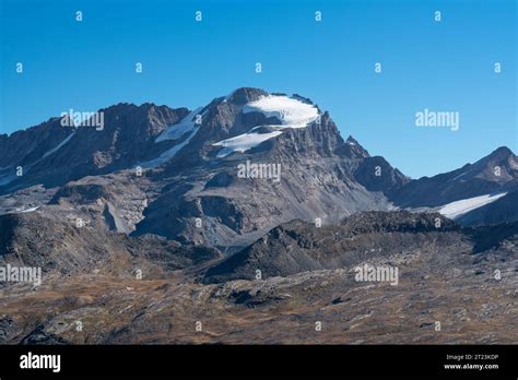 Gran Paradiso Mountain And Glacier On Top Valsavarenche Valley Landscape View From Nivolet