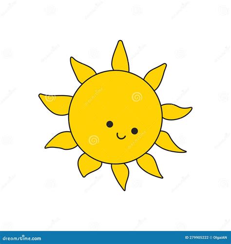 Flat Vector Illustration Of Cute Smiling Happy Sun Cartoon Icon Logo