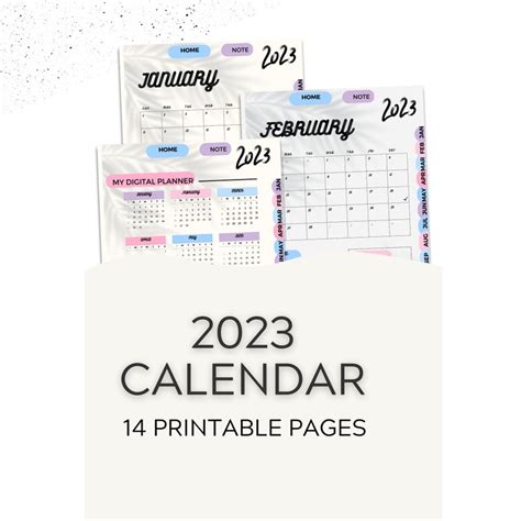 2023 Digital Calendar Printable Calendar Hyperlinked Etsy
