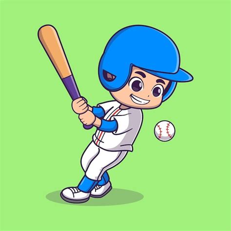 Premium Vector Boy Playing Baseball Cartoon Vector Icon Illustration