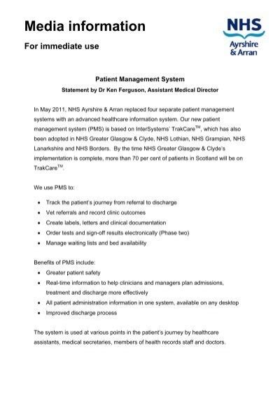 Patient Management System Nhs Ayrshire And Arran