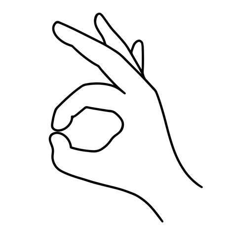 The Right Human Hand Shows The OK Gesture Hand Drawn Illustration