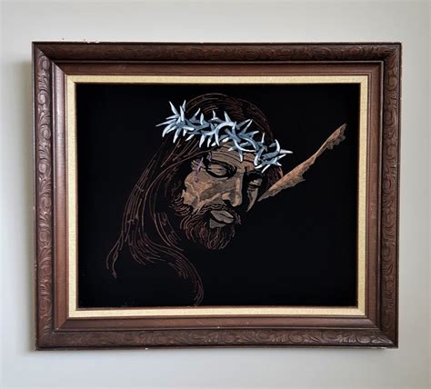 Vintage Black Velvet Jesus Christ Framed Portrait Painting Etsy