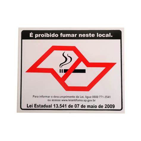 Placa Pvc Sinalização Lei Proibido Fumar Não Fume Jaime Placa De