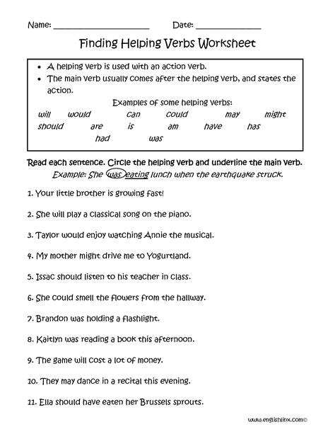 30 Helping Verbs Worksheet 4th Grade Support Worksheet