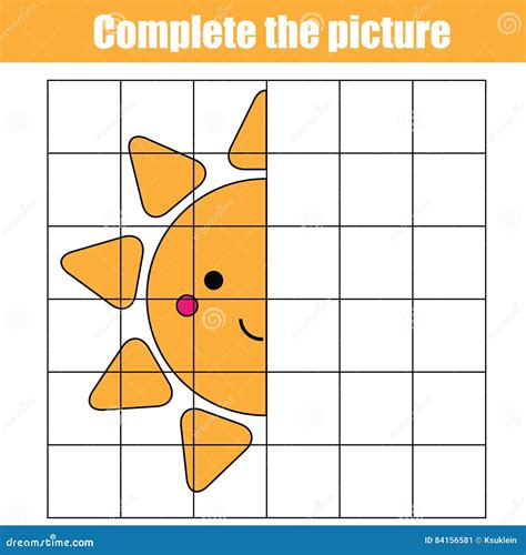 Copy By Grid Complete The Picture Children Educational Game Coloring