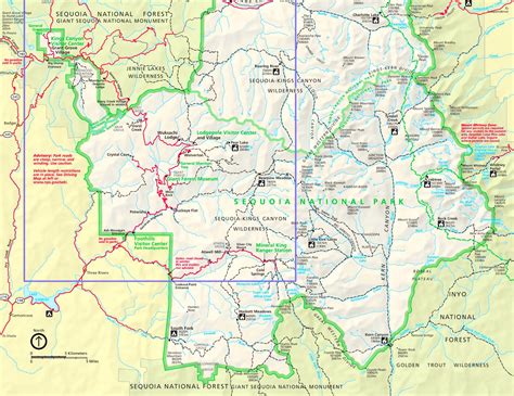 Sequoia National Park Tourist Map