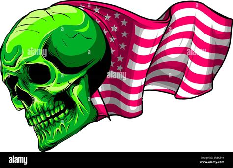 Vector Illustration Of American Flag With Gold Skull Stock Vector Image