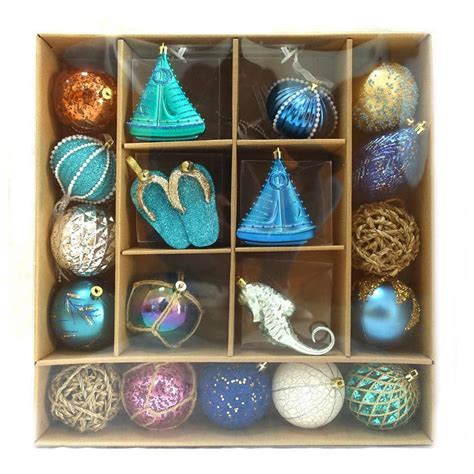 Home Accents Holiday Shatterproof Ornament Set In Beach 19 Count C