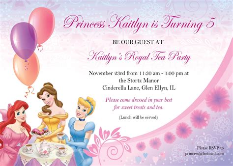 Printable Princess Tea Party Birthday Invite And Thank You Etsy