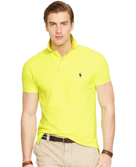 Polo Ralph Lauren Custom Fit Neon Mesh Polo Shirt In Yellow For Men Lyst
