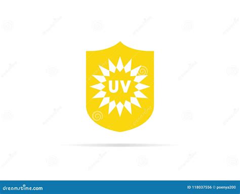 Uv Protection Icon Anti Ultraviolet Radiation With Sun And Shield Logo