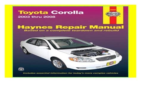 Haynes Toyota Corolla 2003 2008 Haynes Repair Manual Paperback 2