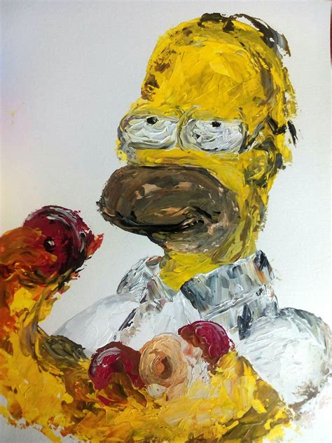 Original Homer Simpson Abstract Painting Eating Donut Etsy