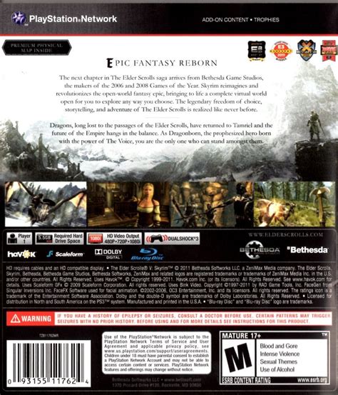 The Elder Scrolls V Skyrim 2011 Playstation 3 Box Cover