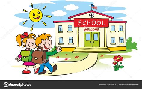 Welcome Back School Fun Boy Girl Satchels School Stock Vector Image By