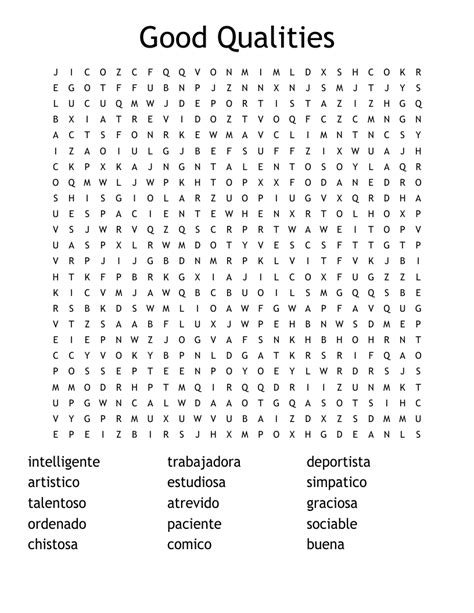 Good Qualities Word Search Wordmint