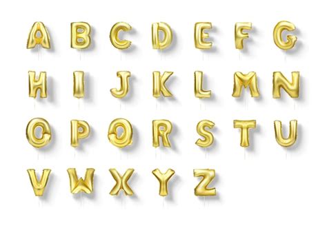 Złote Litery Balony Foliowe Alfabet Od A Do Z 3d Realistyczny Zestaw