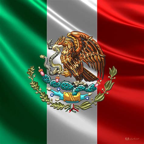 Mexico Coat Of Arms Over Flag Digital Art By Serge Averbukh Pixels