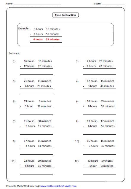 Convert between Days, Hours, Minutes and Seconds Worksheets
