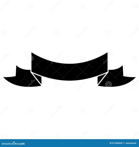 Silhouette Black Ribbon Banner Icon Stock Vector Illustration Of