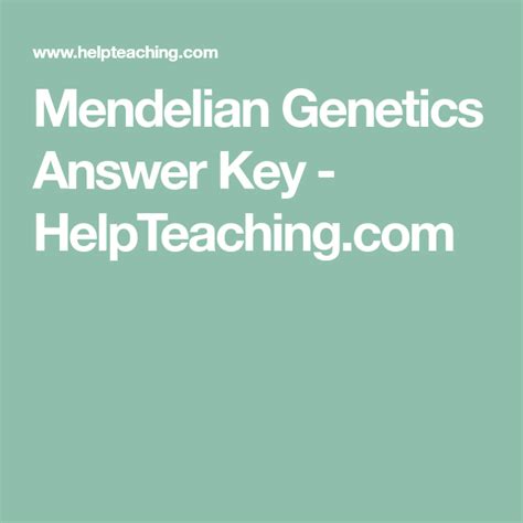 Whether you are looking for essay, coursework, research, or term paper help, or help with any other assignments, someone is always available to help. Mendelian Genetics Answer Key - HelpTeaching.com ...
