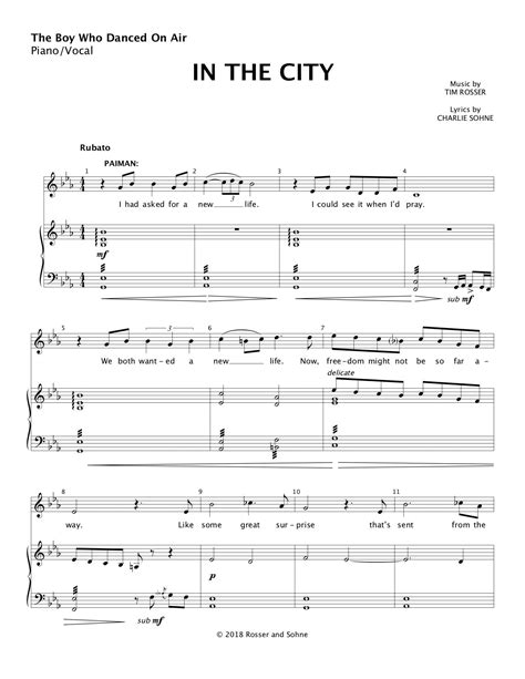 In The City Sheet Music Newmusicaltheatre