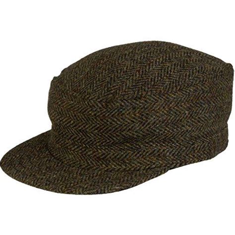 Stormy Kromer Mens Flat Top Cap With Harris Tweed Scotsusa Harris