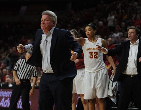 Iowa States Women Basketball Coach Bill Fennelly Reacts During The Fourth Quarter Against Texas