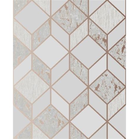Vittorio Geometric Grey And Rose Gold Wallpaper Overstock 30827749