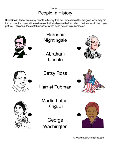 People In US History Worksheet By Teach Simple