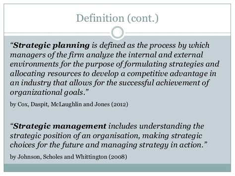 It is the first step of management function. Strategic management and strategic planning